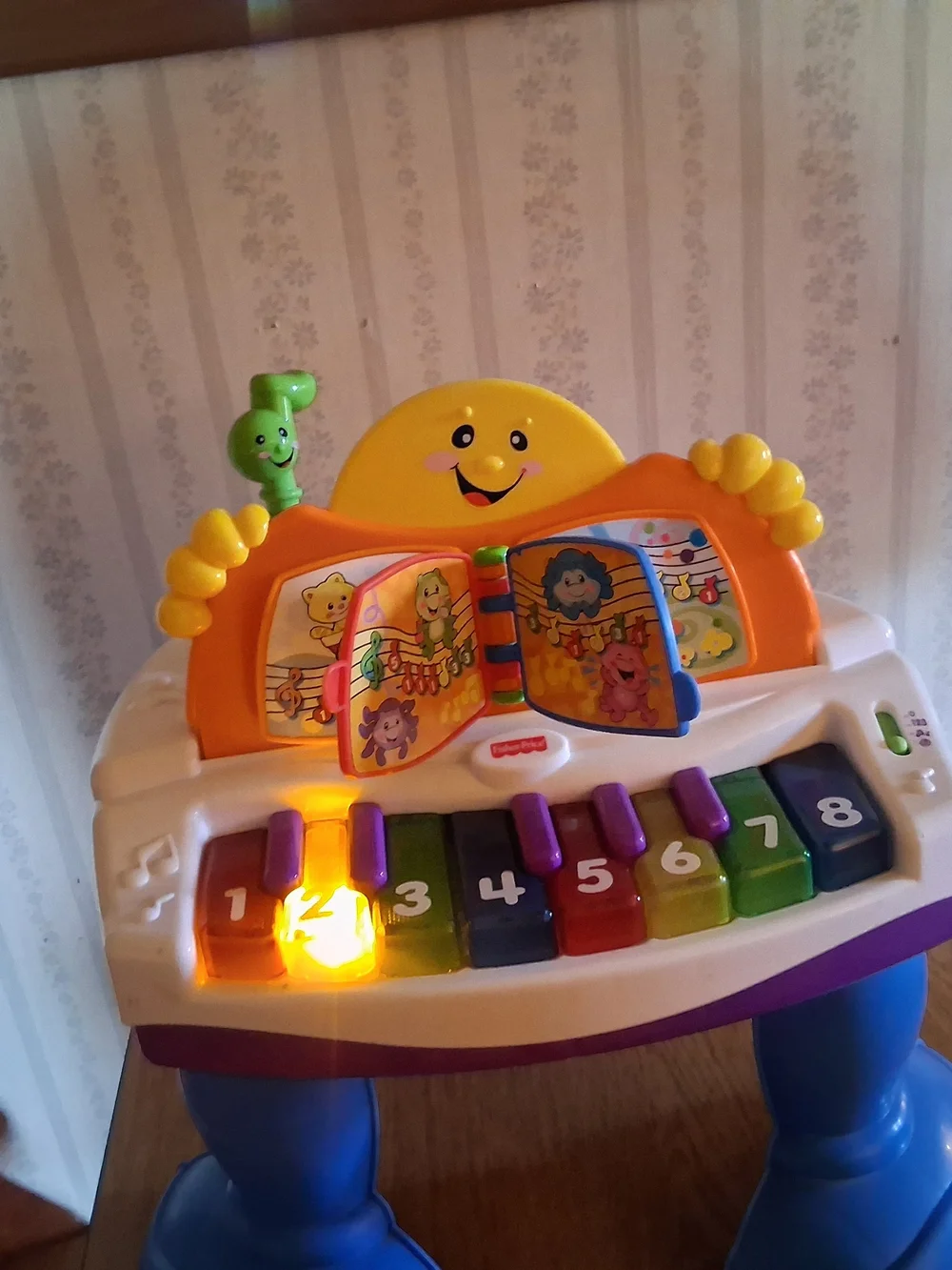 Fisher-Price Bright Rainbow Piano Playstand with Musical Book